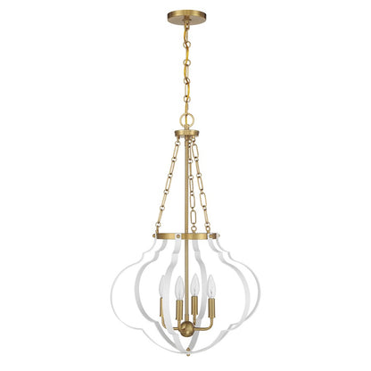 Savoy House Mercer 4 Light Pendant, White and Warm Brass