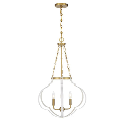 Savoy House Mercer 4 Light Pendant, White and Warm Brass