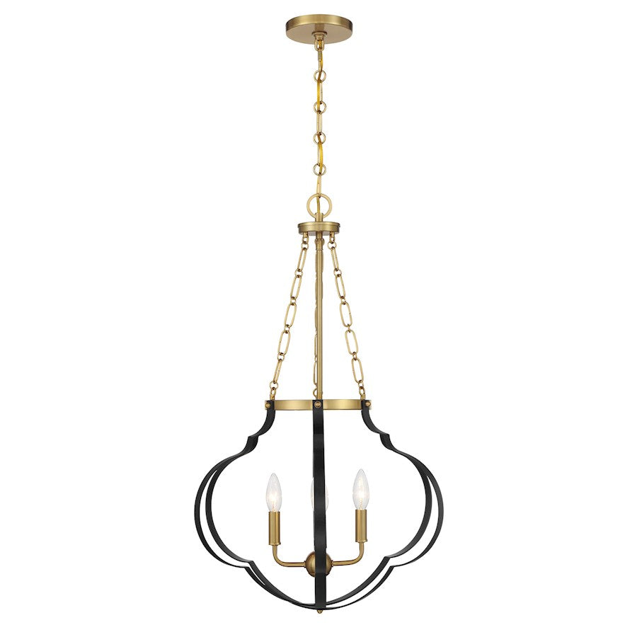 Savoy House Mercer 4 Light Pendant, Matte Black and Warm Brass