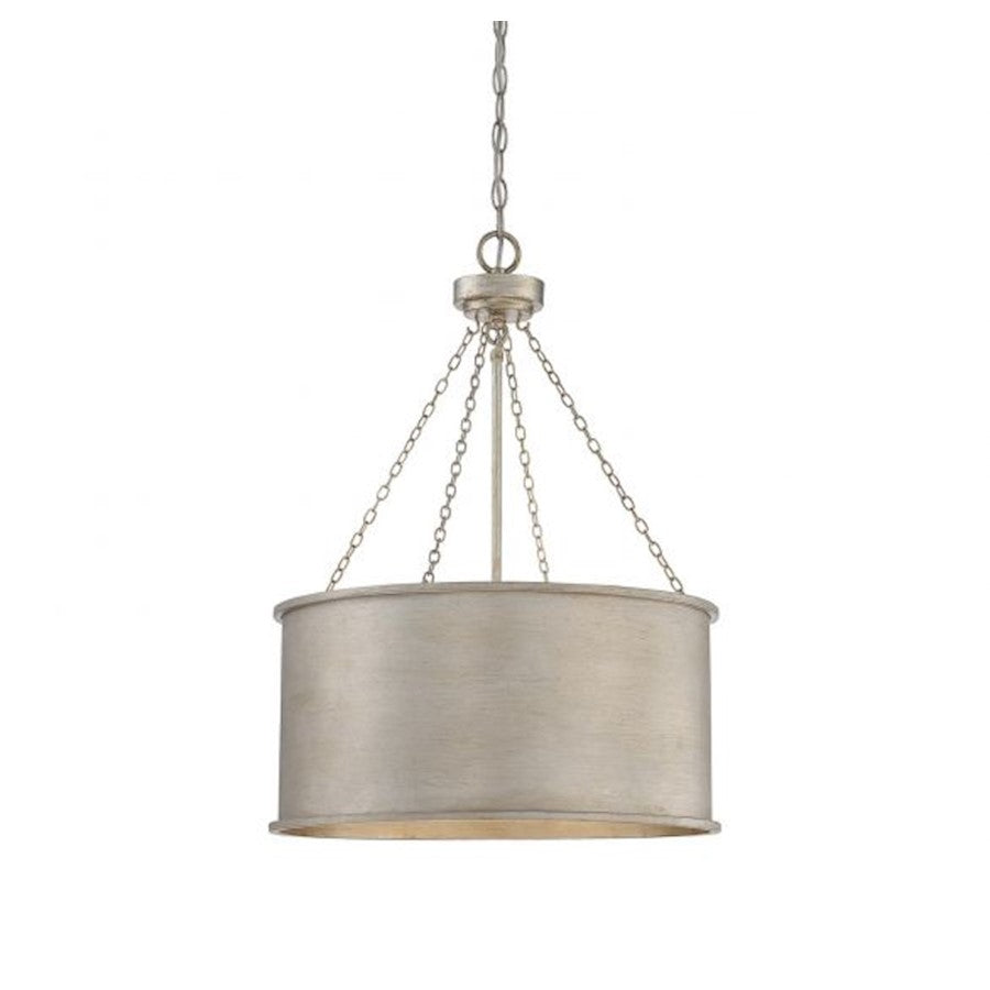 4 Light Pendant, Silver Patina