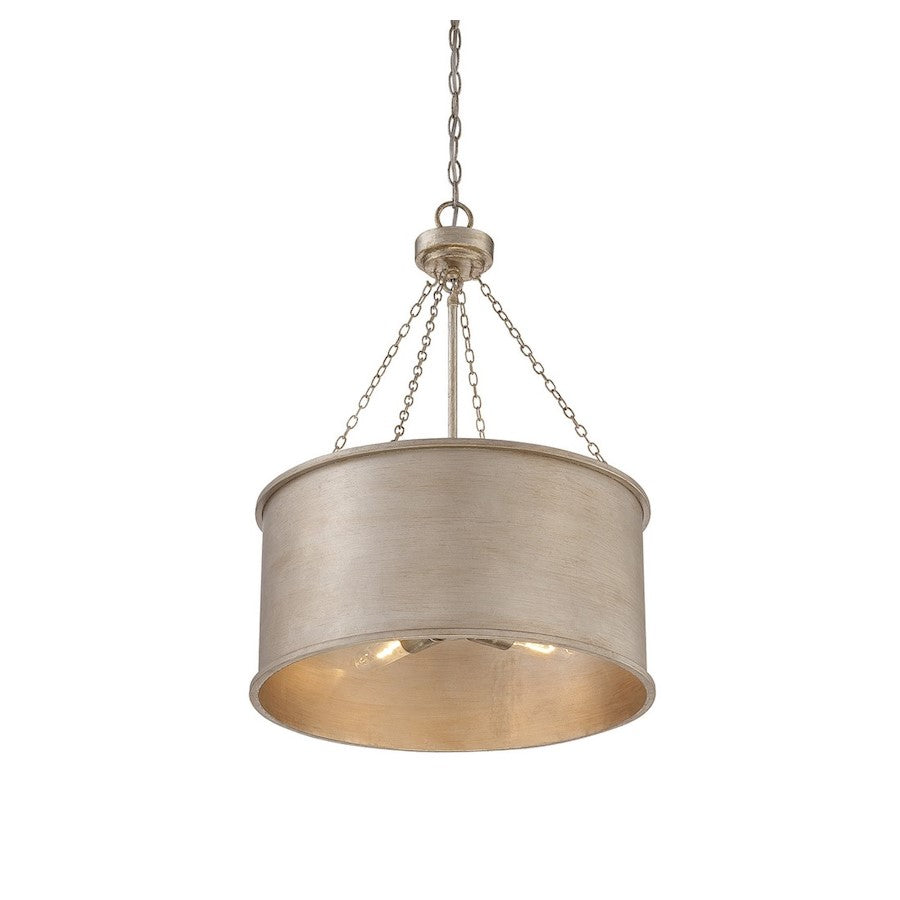 4 Light Pendant, Silver Patina