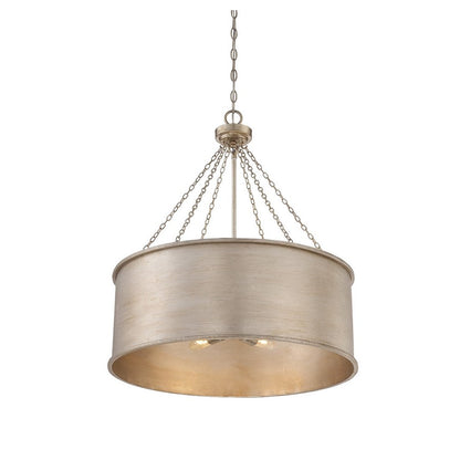 4 Light Pendant, Silver Patina