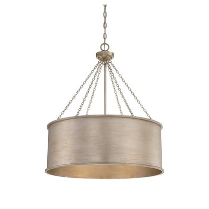 4 Light Pendant, Silver Patina