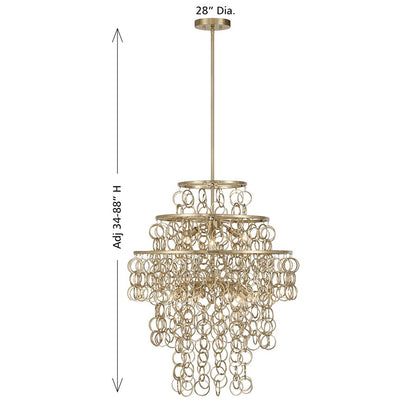 Savoy House Sententas 9 Lt Pendant, Noble Brass