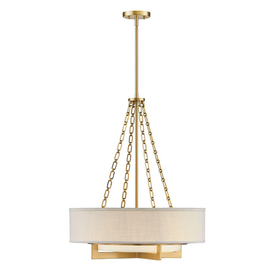 Savoy House Brentwood 4 Lt Pendant, White, Warm Brass - 7-4999-4-322
