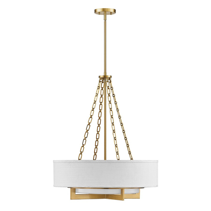 Savoy House Brentwood 4 Lt Pendant, White, Warm Brass