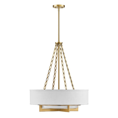 Savoy House Brentwood 4 Lt Pendant, White, Warm Brass