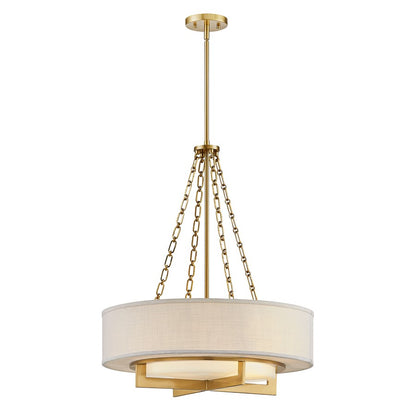 Savoy House Brentwood 4 Lt Pendant, White, Warm Brass