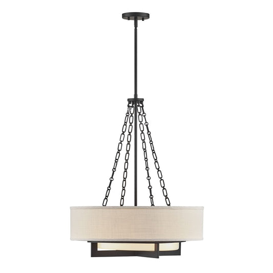 Savoy House Brentwood 4 Lt Pendant, White, Matte Black