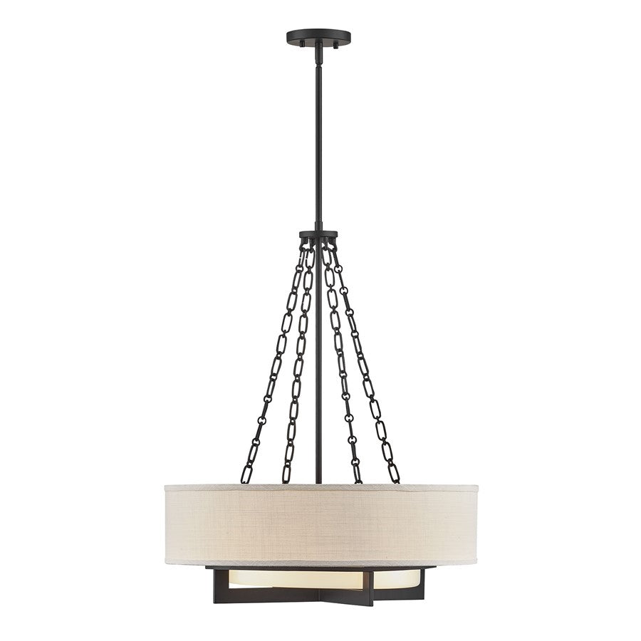 Savoy House Brentwood 4 Lt Pendant, White, Matte Black