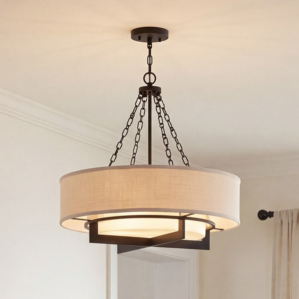 Savoy House Brentwood 4 Lt Pendant, White, Matte Black