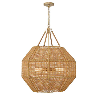 5 Light Pendant, Burnished Brass