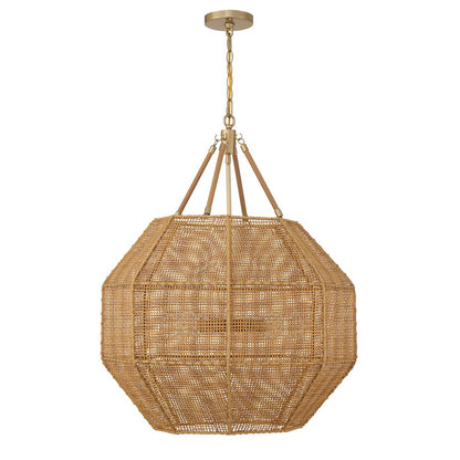 5 Light Pendant, Burnished Brass