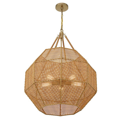 5 Light Pendant, Burnished Brass