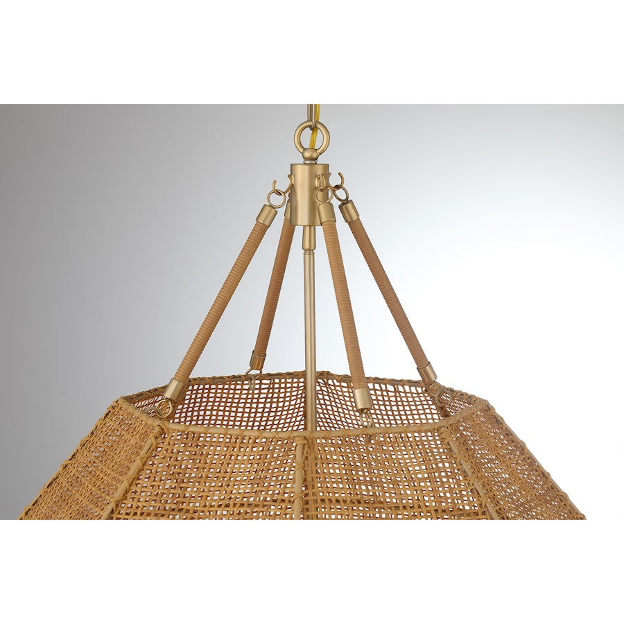 5 Light Pendant, Burnished Brass