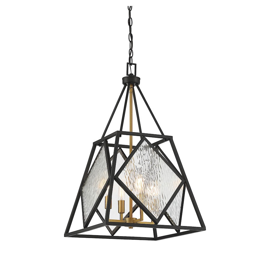 4 Light Pendant, English Bronze and Warm Brass