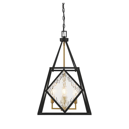 4 Light Pendant, English Bronze and Warm Brass