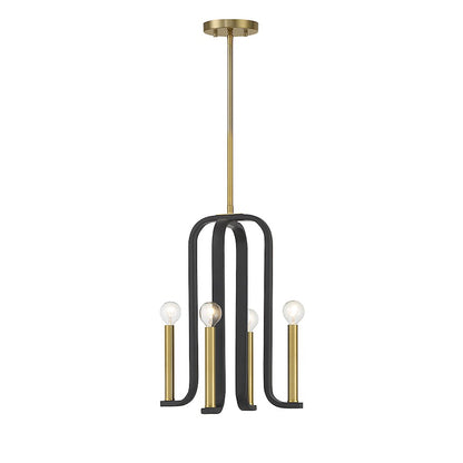 Savoy House Archway 4Lt Pendant, Black/Brass - 7-5532-4-143