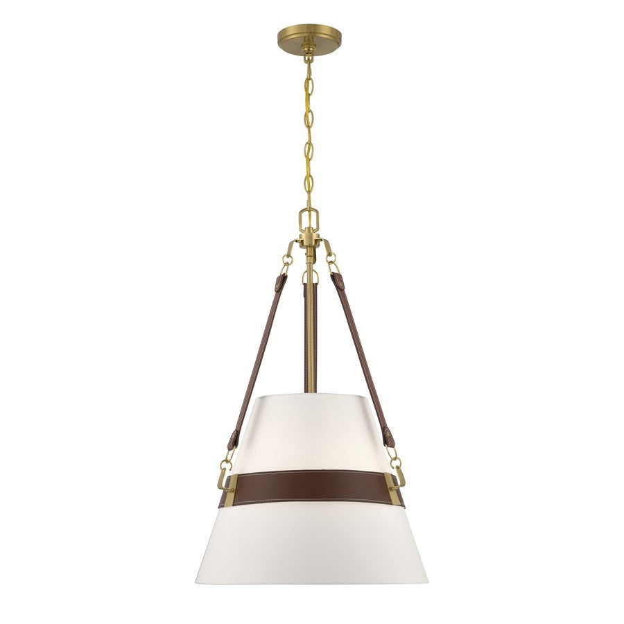Savoy House Corinth 3 Lt Pendant, White, Warm Brass