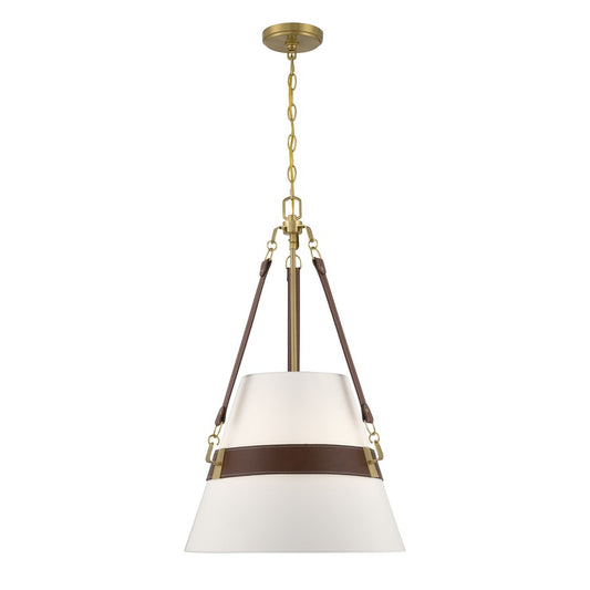 Savoy House Corinth 3 Lt Pendant, White, Warm Brass