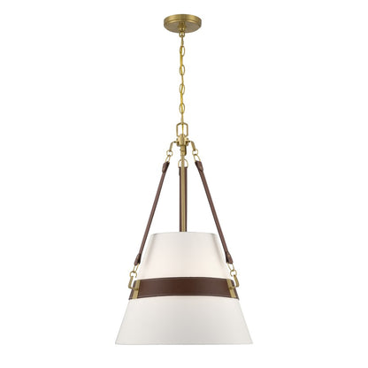 Savoy House Corinth 3 Lt Pendant, White, Warm Brass