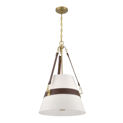 Savoy House Corinth 3 Lt Pendant, White, Warm Brass