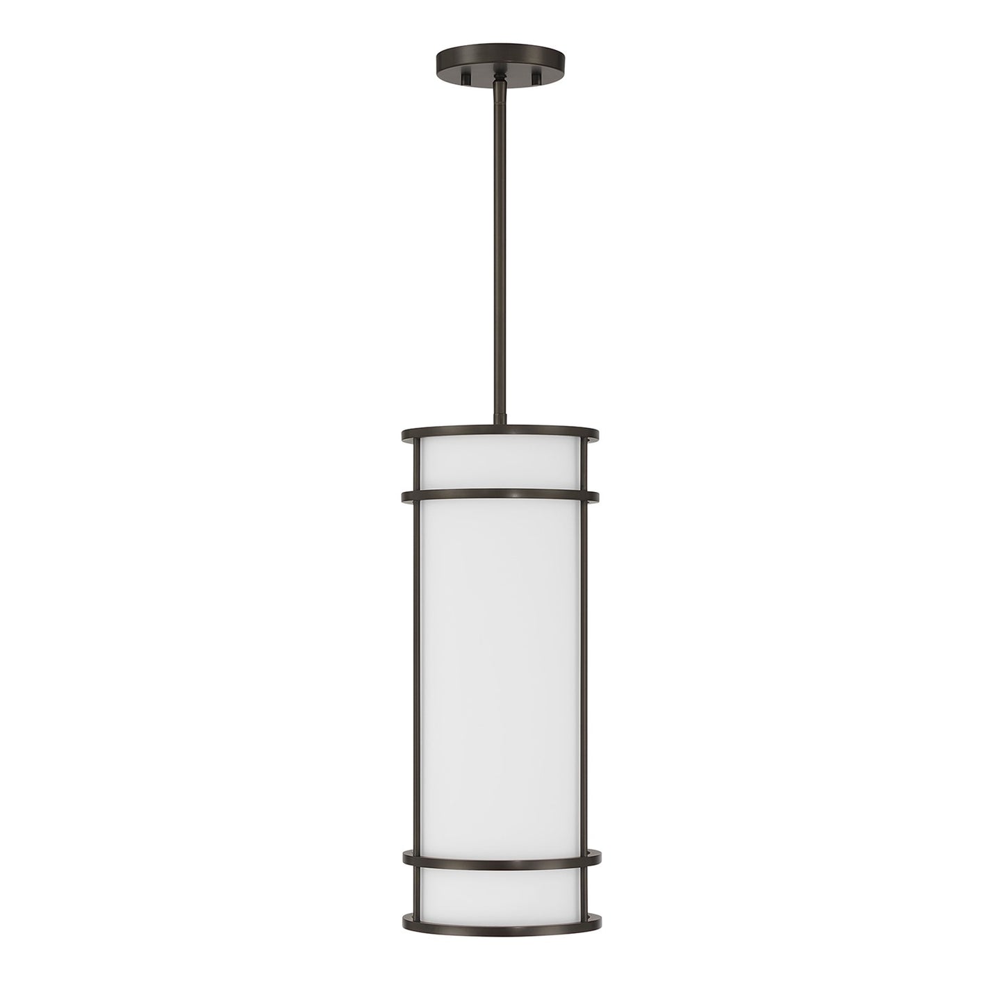 Savoy House Porter 8in 1-Light Pendant | Coastal Mediterranean Bronze and White Opal Glass | Kitchen Island & Hallway | 8 x 8 x 20 in | Model 7-5699-1-15