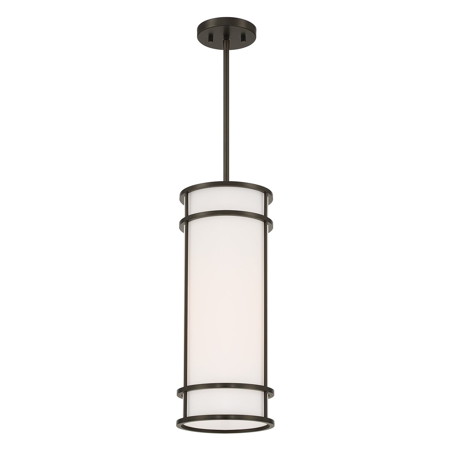 Savoy House Porter 8in 1-Light Pendant | Coastal Mediterranean Bronze and White Opal Glass | Kitchen Island & Hallway | 8 x 8 x 20 in | Model 7-5699-1-15