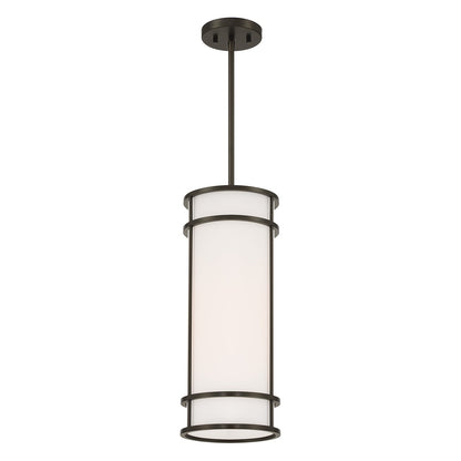 Savoy House Porter 8in 1-Light Pendant | Coastal Mediterranean Bronze and White Opal Glass | Kitchen Island & Hallway | 8 x 8 x 20 in | Model 7-5699-1-15