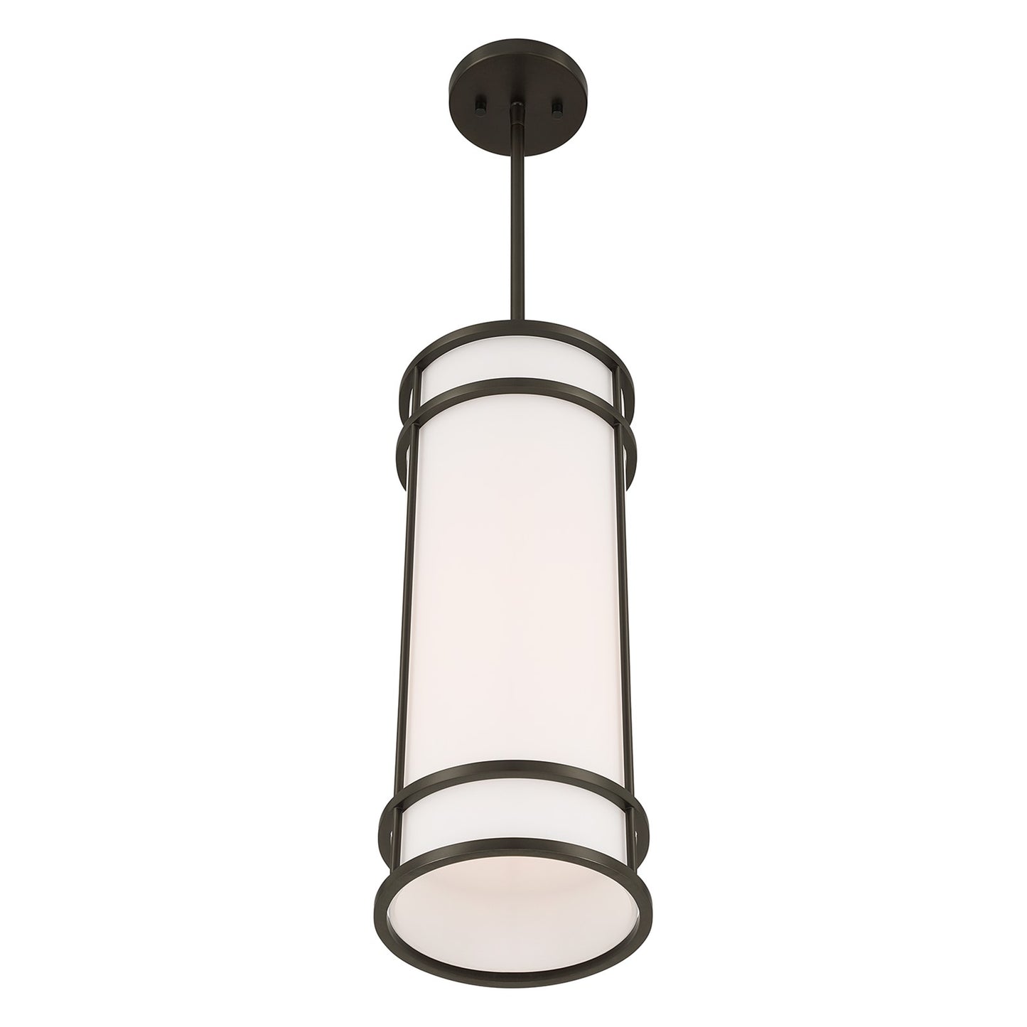 Savoy House Porter 8in 1-Light Pendant | Coastal Mediterranean Bronze and White Opal Glass | Kitchen Island & Hallway | 8 x 8 x 20 in | Model 7-5699-1-15