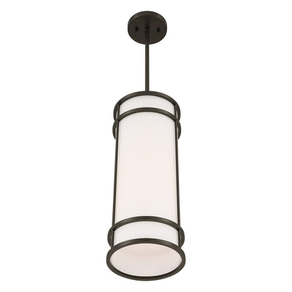 Savoy House Porter 8in 1-Light Pendant | Coastal Mediterranean Bronze and White Opal Glass | Kitchen Island & Hallway | 8 x 8 x 20 in | Model 7-5699-1-15
