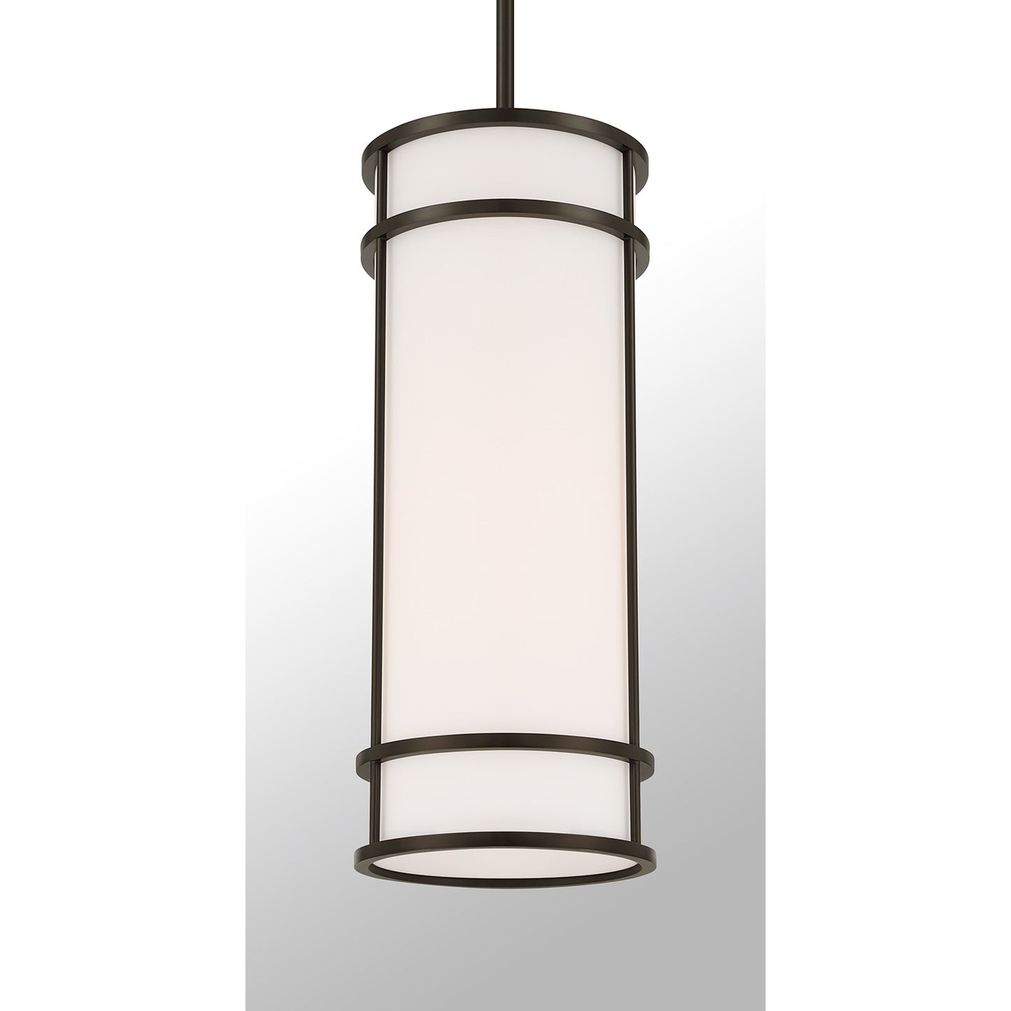 Savoy House Porter 8in 1-Light Pendant | Coastal Mediterranean Bronze and White Opal Glass | Kitchen Island & Hallway | 8 x 8 x 20 in | Model 7-5699-1-15