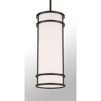 Savoy House Porter 8in 1-Light Pendant | Coastal Mediterranean Bronze and White Opal Glass | Kitchen Island & Hallway | 8 x 8 x 20 in | Model 7-5699-1-15