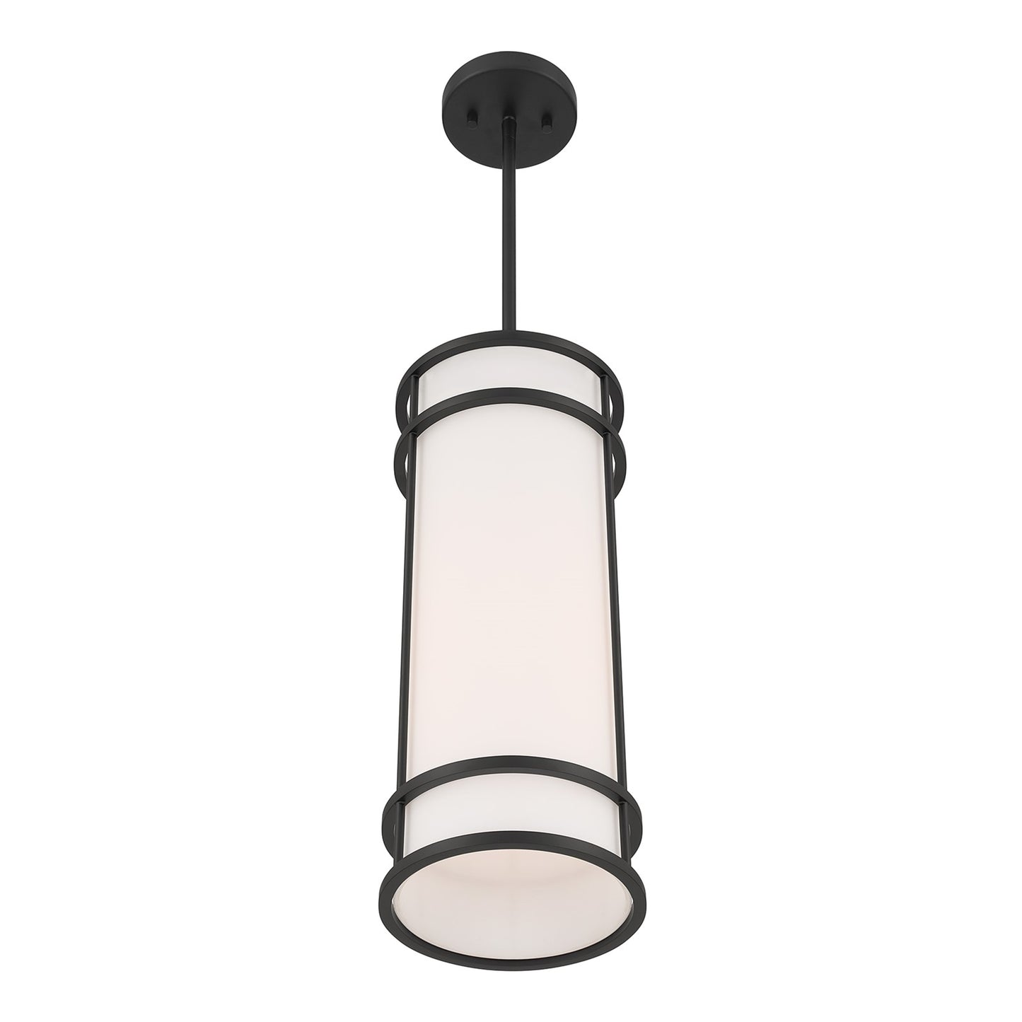 Savoy House Porter 8in 1-Light Mini-Pendant | Coastal Craftsman Matte Black and White Opal Glass | Kitchen Island & Dining Room | 8 in | Model 7-5699-1-89