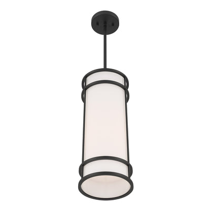 Savoy House Porter 8in 1-Light Mini-Pendant | Coastal Craftsman Matte Black and White Opal Glass | Kitchen Island & Dining Room | 8 in | Model 7-5699-1-89