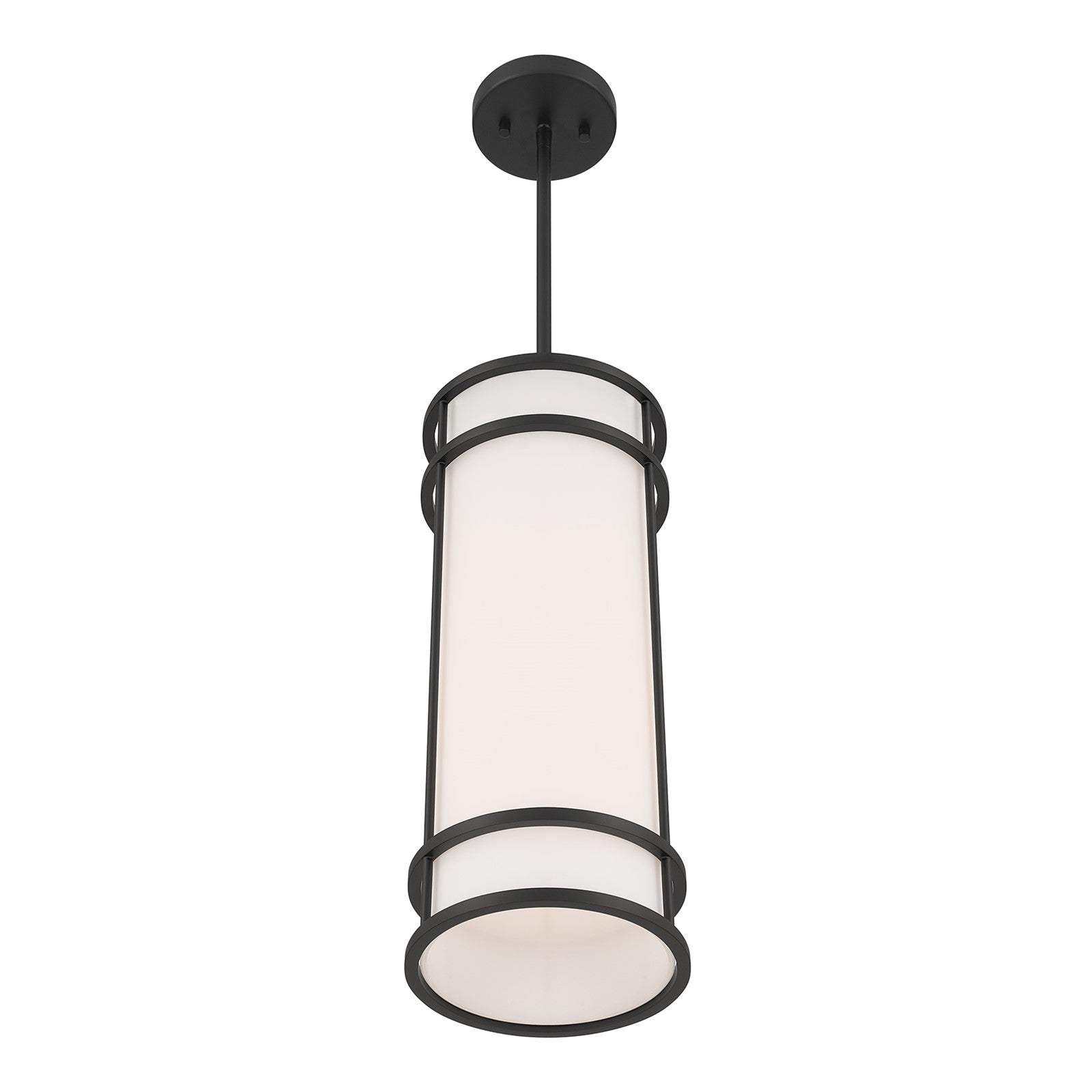 Savoy House Porter 8in 1-Light Mini-Pendant | Coastal Craftsman Matte Black and White Opal Glass | Kitchen Island & Dining Room | 8 in | Model 7-5699-1-89