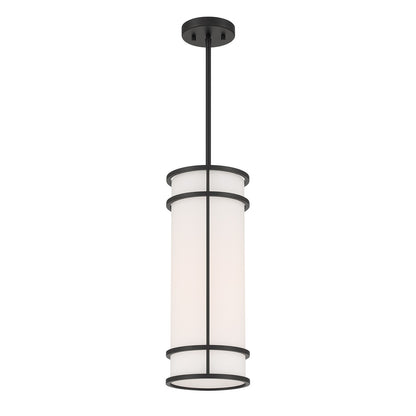 Savoy House Porter 8in 1-Light Mini-Pendant | Coastal Craftsman Matte Black and White Opal Glass | Kitchen Island & Dining Room | 8 in | Model 7-5699-1-89