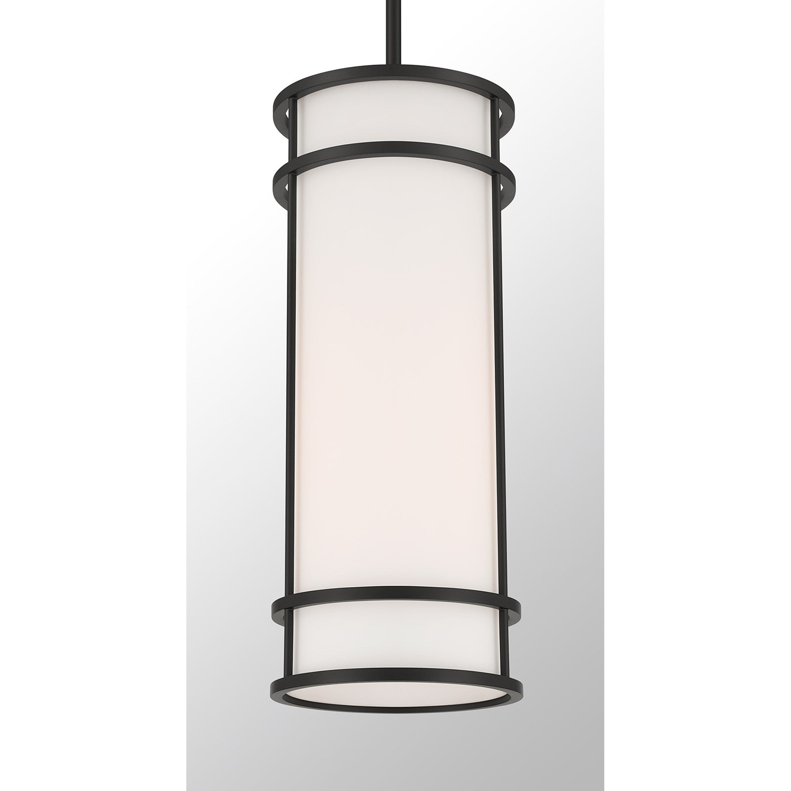 Savoy House Porter 8in 1-Light Mini-Pendant | Coastal Craftsman Matte Black and White Opal Glass | Kitchen Island & Dining Room | 8 in | Model 7-5699-1-89