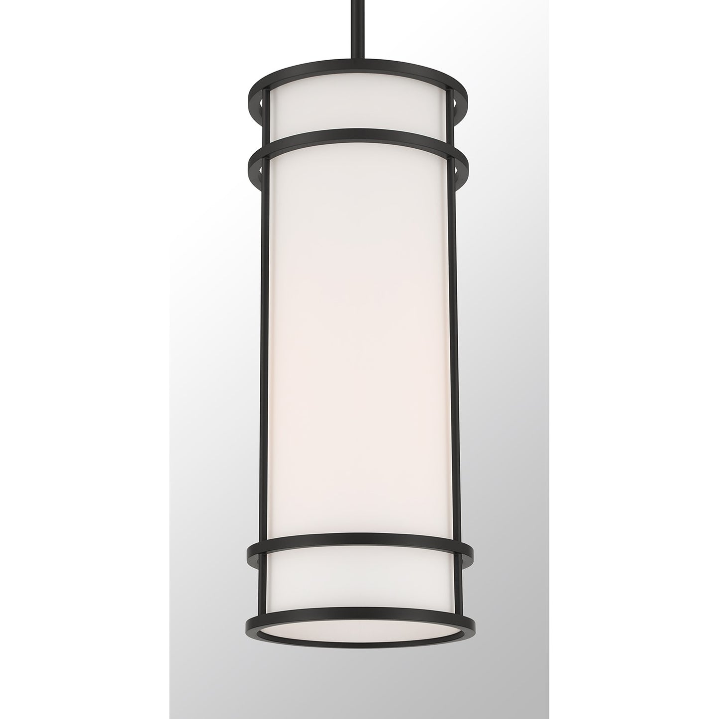Savoy House Porter 8in 1-Light Mini-Pendant | Coastal Craftsman Matte Black and White Opal Glass | Kitchen Island & Dining Room | 8 in | Model 7-5699-1-89