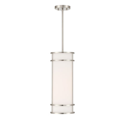 Savoy House Porter 8in 1-Light Mini-Pendant | Coastal Craftsman Satin Nickel and White Opal Glass | Kitchen Island & Dining Room | 8 in | Model 7-5699-1-SN