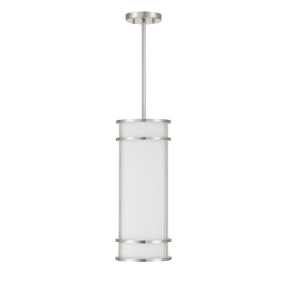 Savoy House Porter 8in 1-Light Mini-Pendant | Coastal Craftsman Satin Nickel and White Opal Glass | Kitchen Island & Dining Room | 8 in | Model 7-5699-1-SN