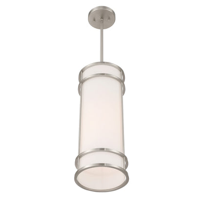 Savoy House Porter 8in 1-Light Mini-Pendant | Coastal Craftsman Satin Nickel and White Opal Glass | Kitchen Island & Dining Room | 8 in | Model 7-5699-1-SN