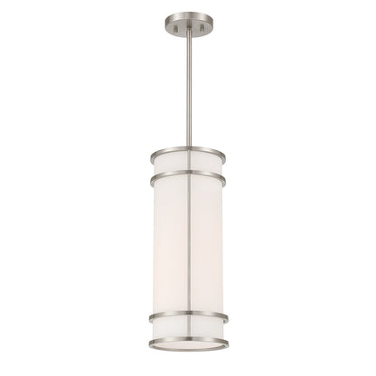 Savoy House Porter 8in 1-Light Mini-Pendant | Coastal Craftsman Satin Nickel and White Opal Glass | Kitchen Island & Dining Room | 8 in | Model 7-5699-1-SN