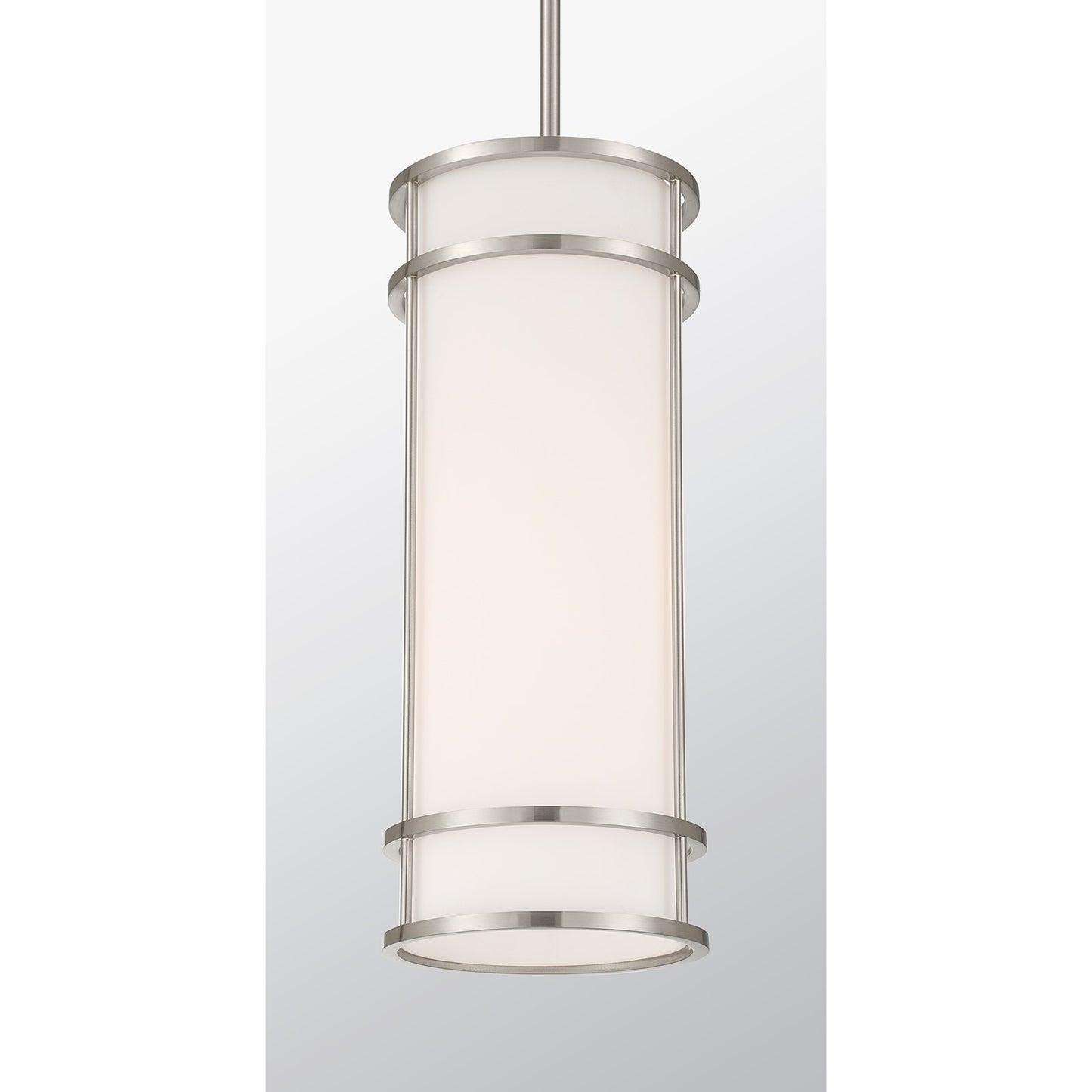 Savoy House Porter 8in 1-Light Mini-Pendant | Coastal Craftsman Satin Nickel and White Opal Glass | Kitchen Island & Dining Room | 8 in | Model 7-5699-1-SN