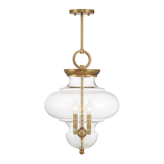 3 Light Pendant, Warm Brass