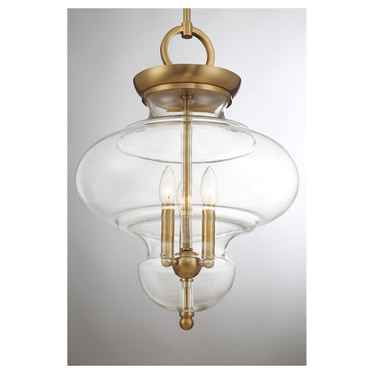 3 Light Pendant, Warm Brass