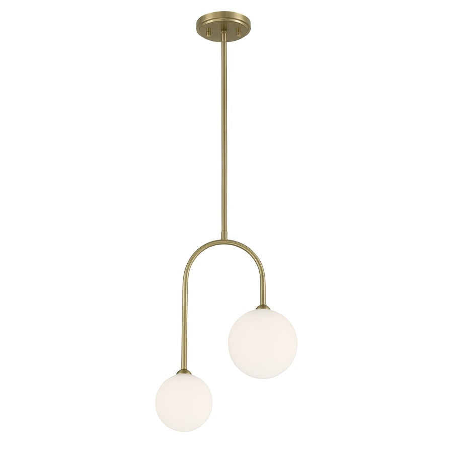 Savoy House Chester 2 Lt Pendant, White Opal, Noble Brass