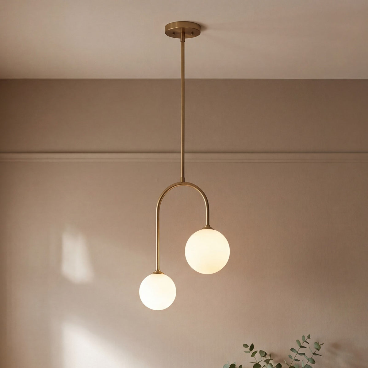 Savoy House Chester 2 Lt Pendant, White Opal, Noble Brass