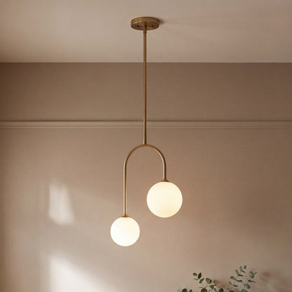 Savoy House Chester 2 Lt Pendant, White Opal, Noble Brass
