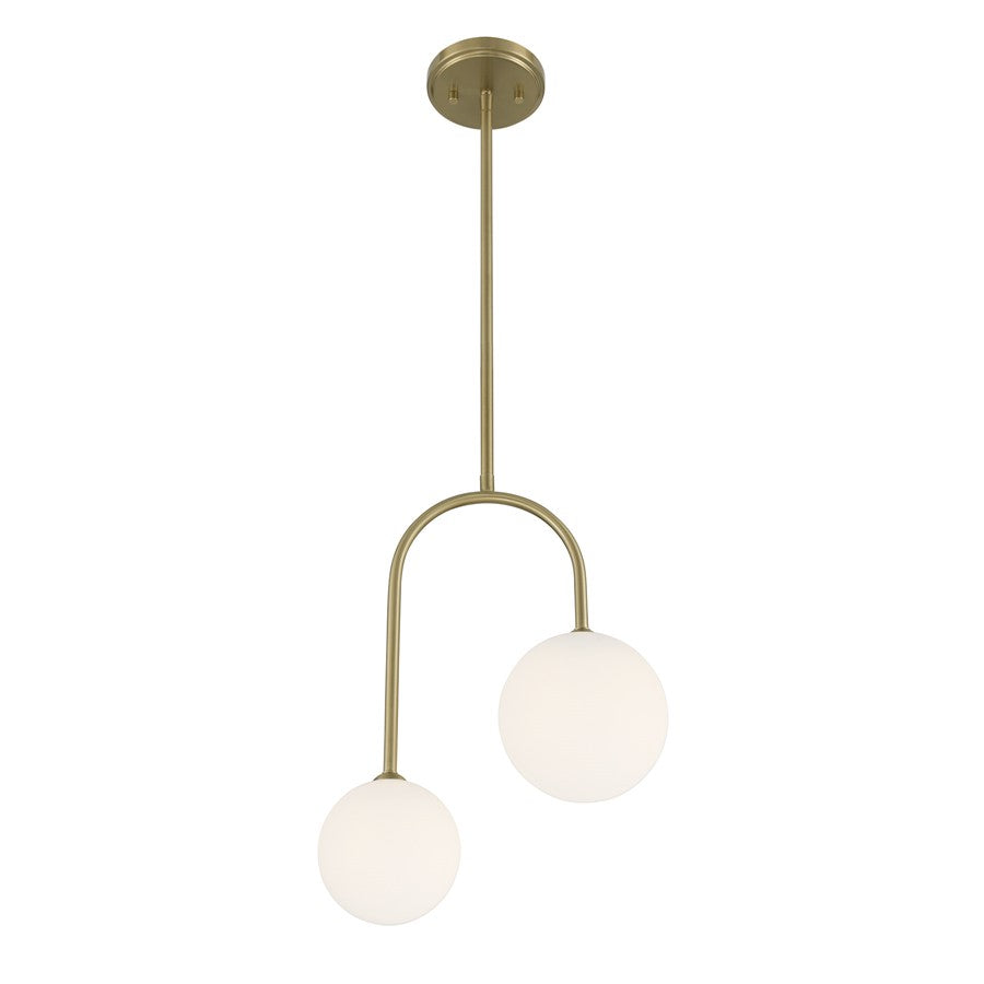 Savoy House Chester 2 Lt Pendant, White Opal, Noble Brass